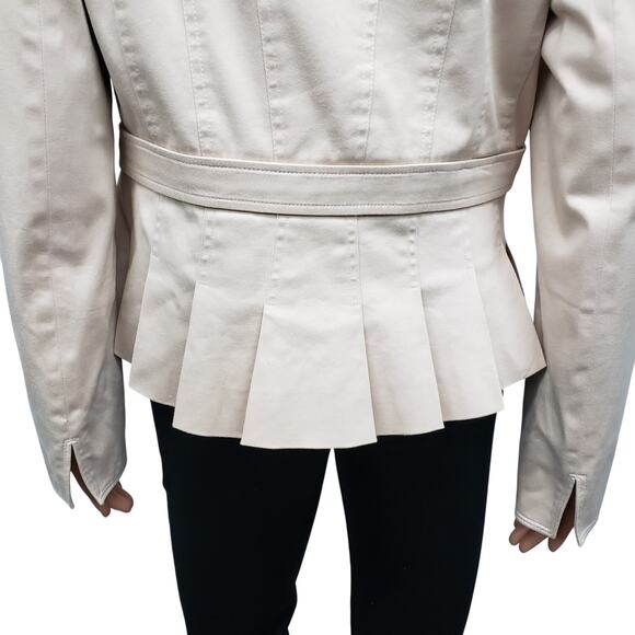 Reiss Poppy Blazer Jacket Size M/L Peplum Pleated Fitted Inverted Notch Collar - Picture 12 of 16